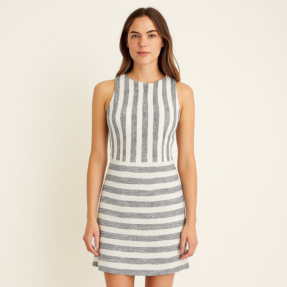 JB by Julie Brown NYC Striped Sleeveless Dress - Lush Cotton Blend Fabric (US 6)